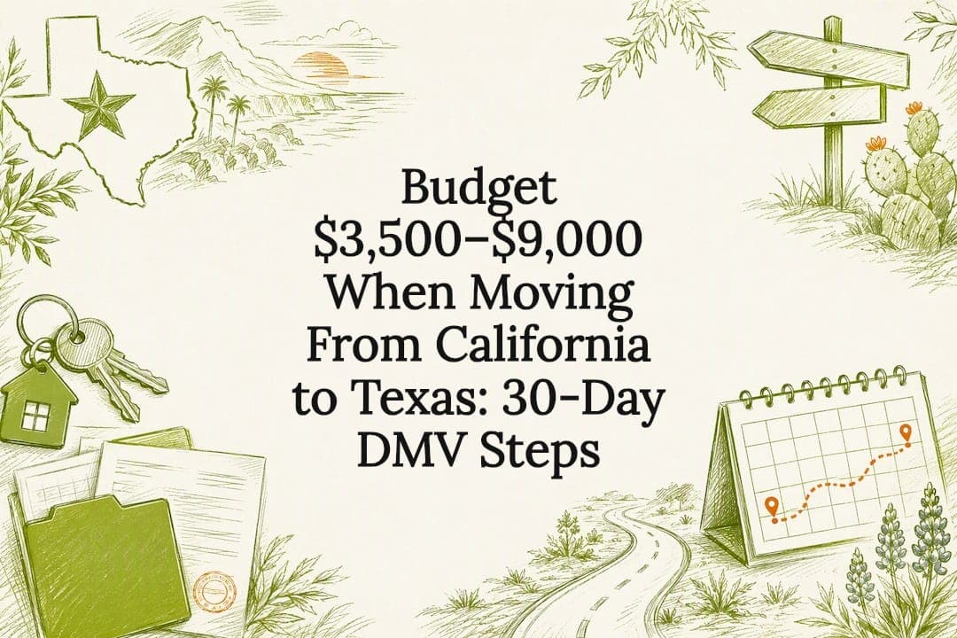 Budget $3,500–$9,000 When Moving From California to Texas: 30-Day DMV Steps
